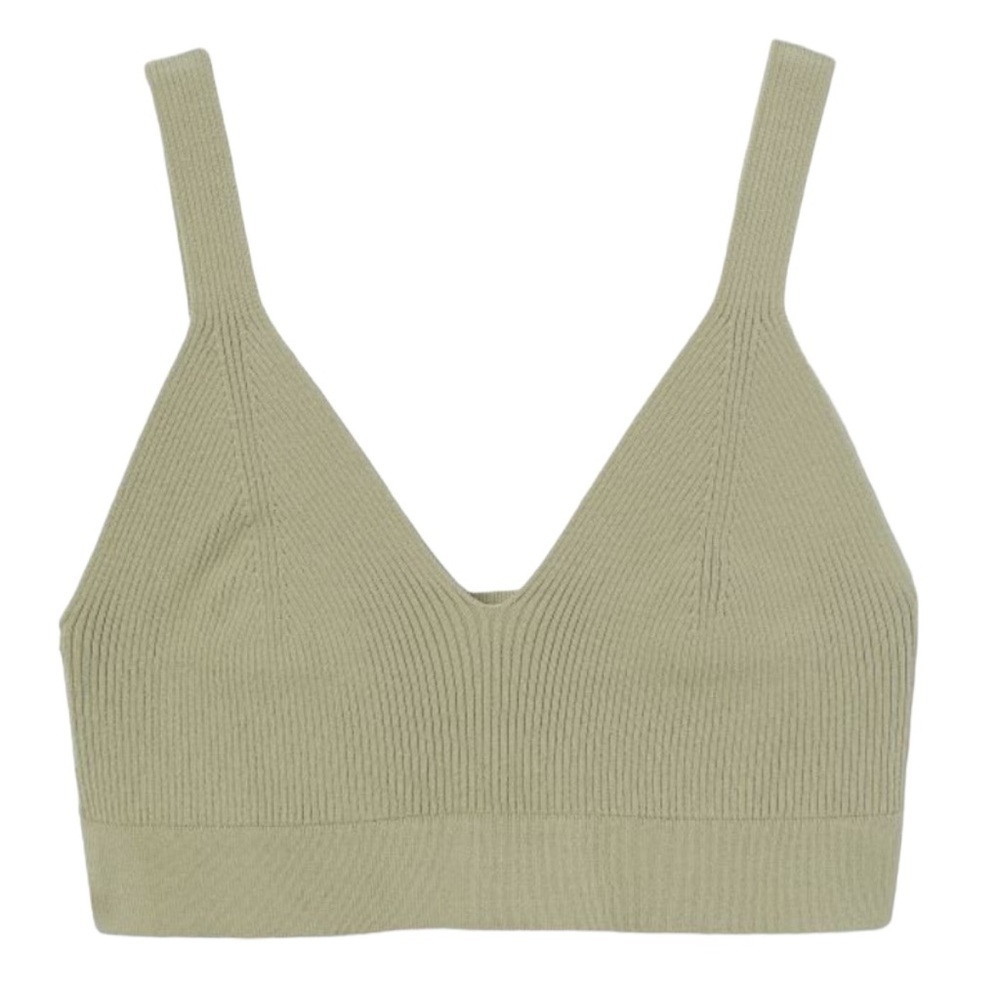 H&M Fine Knit Crop Top in Sage Green Size S